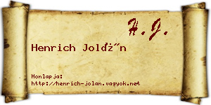 Henrich Jolán névjegykártya
